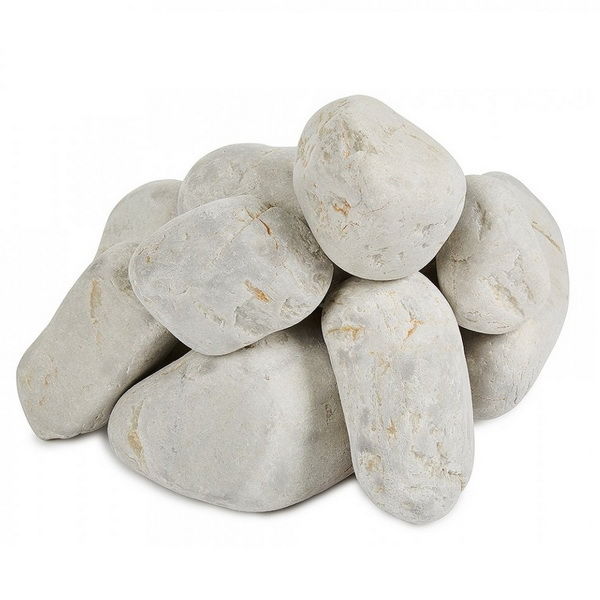 Камни для бани белый шлифованный кварц 4-8 см ведро 10 кг