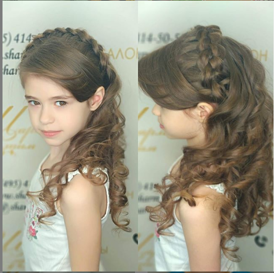 Детская укладка волос с плетением кос
