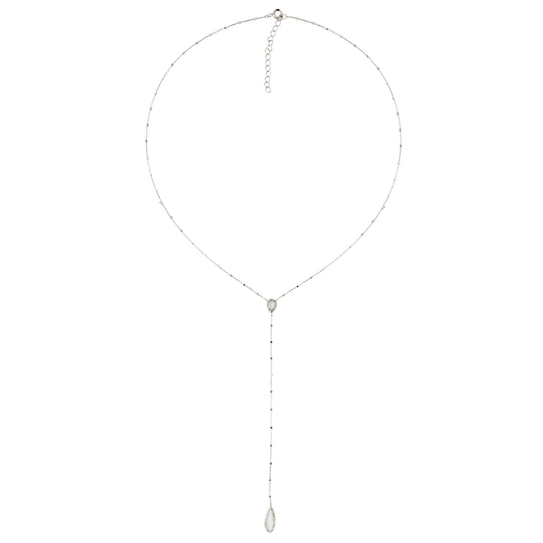 Wisteria Gems Колье-галстук серебряное с подвесками из лунного камня