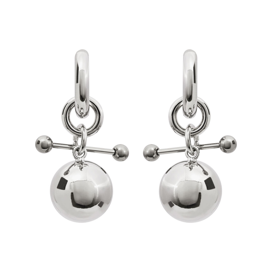 OMUT Серьги с подвеской шар Pierced orb из металлического сплава с родиевым