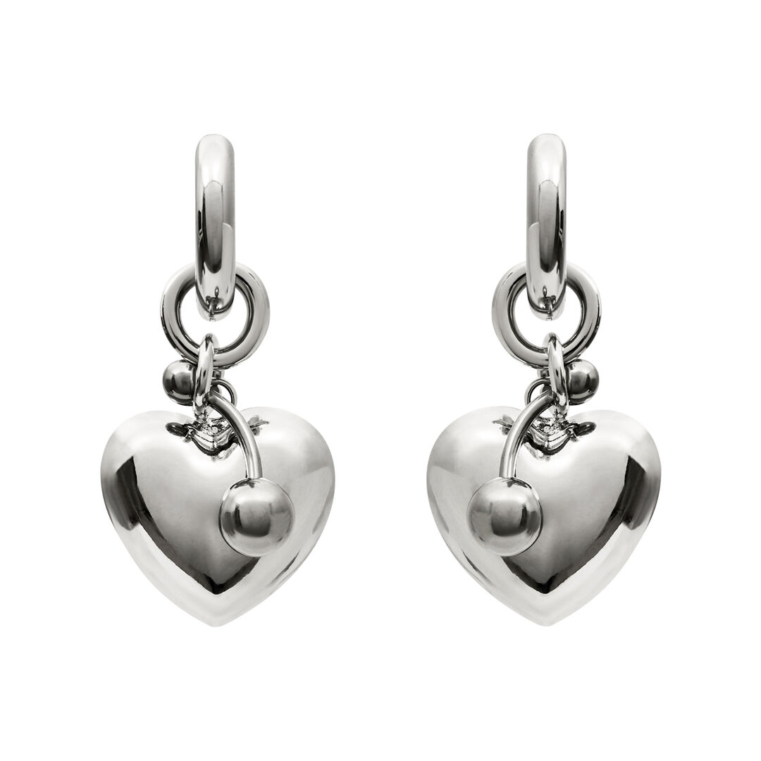 OMUT Серьги с подвеской сердце Pierced heart из металлического сплава с род