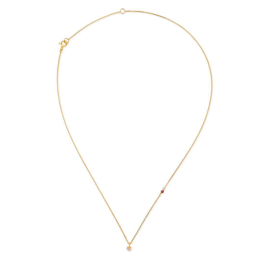 Wisteria Gems Позолоченное колье с подвеской из розового кварца и бусиной и