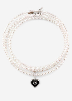 Ellen Conde Колье мемори из белого стеклянного жемчуга с подвеской сердце