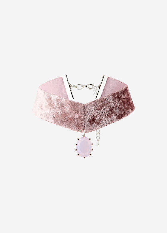 Barhotka Бархатный чокер Pink Cloud с кристаллом