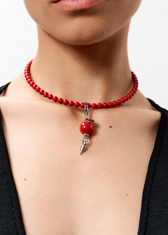 Ellen Conde Колье из красного искусственного жемчуга Coral Red