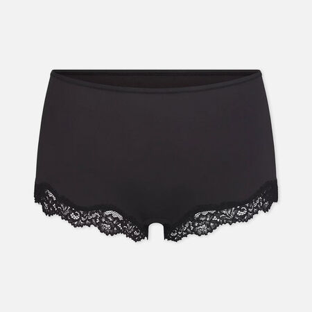 Женские трусы SKIMS Fits Everybody Lace Boyshorts, цвет чёрный